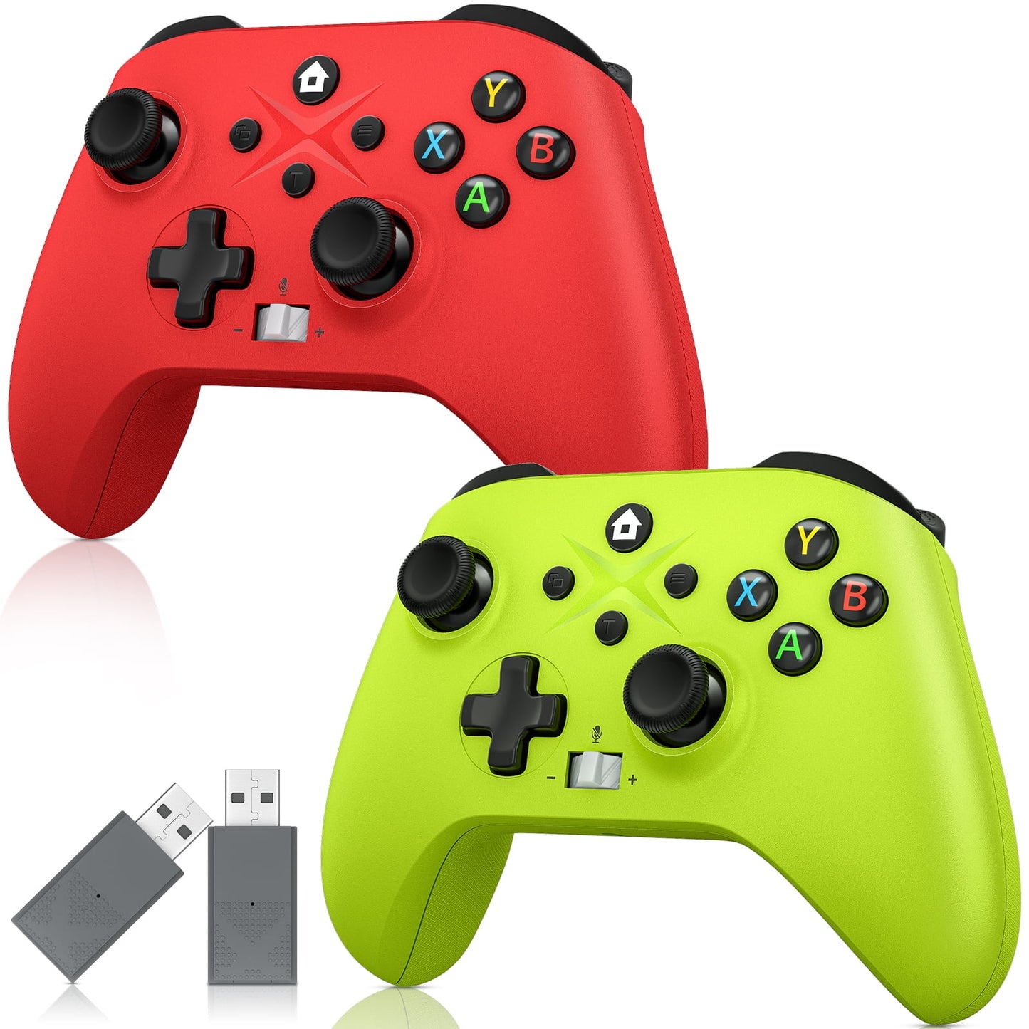 & 10/11 Controller Button/Turbo/Macro/Motion Control Green+Red PC Rechargeable for X/S, Battery X/S, One Xbox Volume Xbox Series & Xbox Pack - 2 Windows with Wireless Gamepad Audio Jack One, Xbox