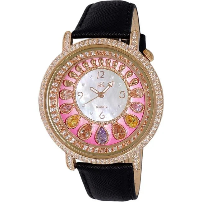 & Dial Blue Pearl Tear Pink, White Accents Collection Mother Quartz Drop Womens Watch, Crystal of