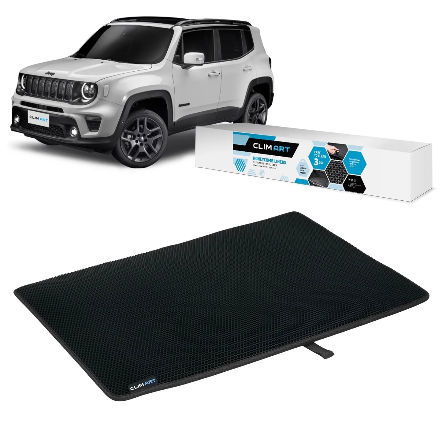 & CLIM Technology Duty, Liner FL01115090 Luggage Jeep 2015-2023 Dirtproof Liner, Renegade Custom Cargo Heavy Honeycomb Fit Anti-Slip - - All-Climate, with Waterproof for Mat, ART Cargo Trunk